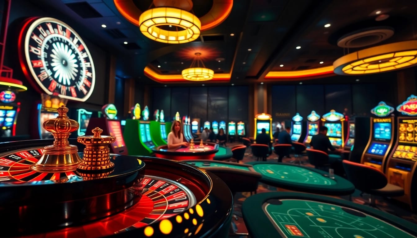 Engaging players at https://789win.associates/ enjoy a high-end casino atmosphere with vibrant roulette and slot machines.