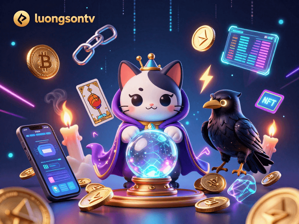 Engage with luongsontv's magical gambling atmosphere featuring mystical characters and crypto coins.