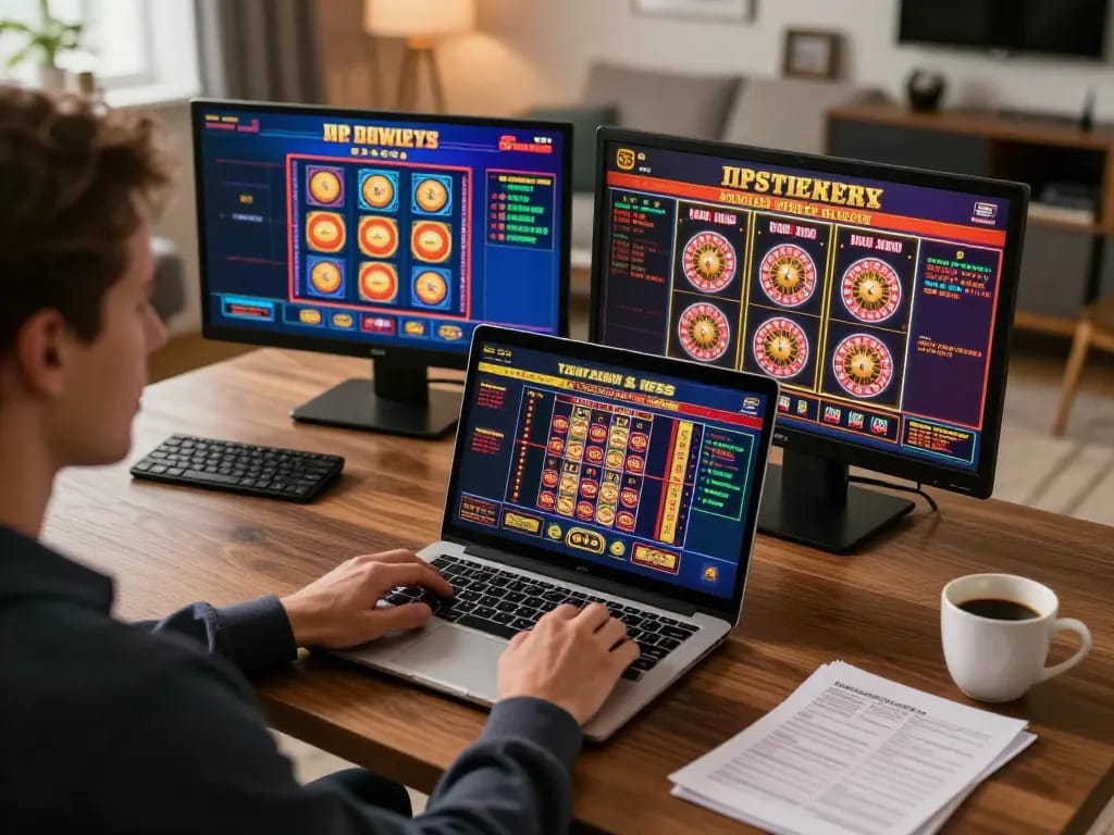 Immerse in 79king online gambling with a player focused on lively casino gameplay on a laptop.