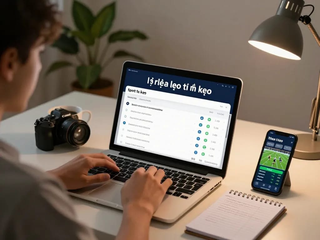 Adjusting tỉ lệ kèo options on a laptop while strategizing sports bets