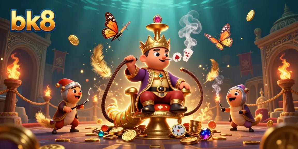 Engage with bk8's vibrant gaming world through poker hands and gold coins in captivating 3D art.