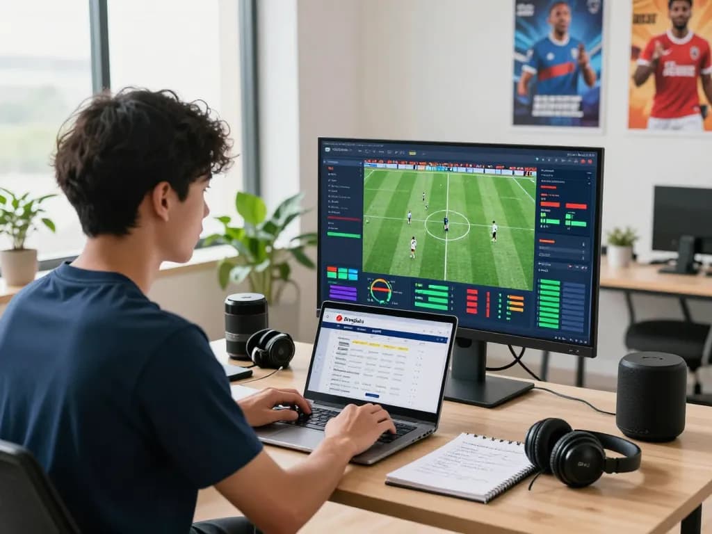 Explore real-time statistics on Bongdalu with professionals analyzing match data in a modern digital office.