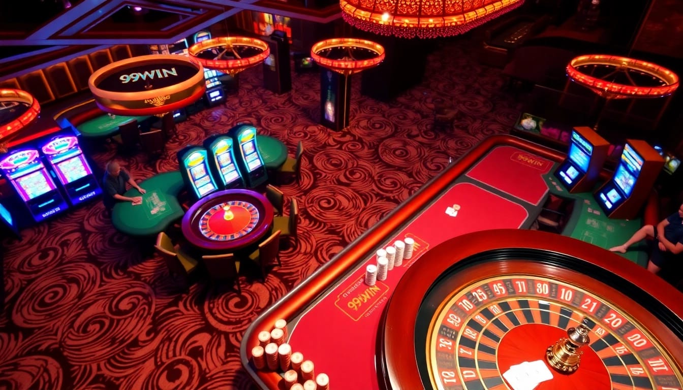 Experience the thrill of winning at 99WIN with exciting casino tables and vibrant slot machines.