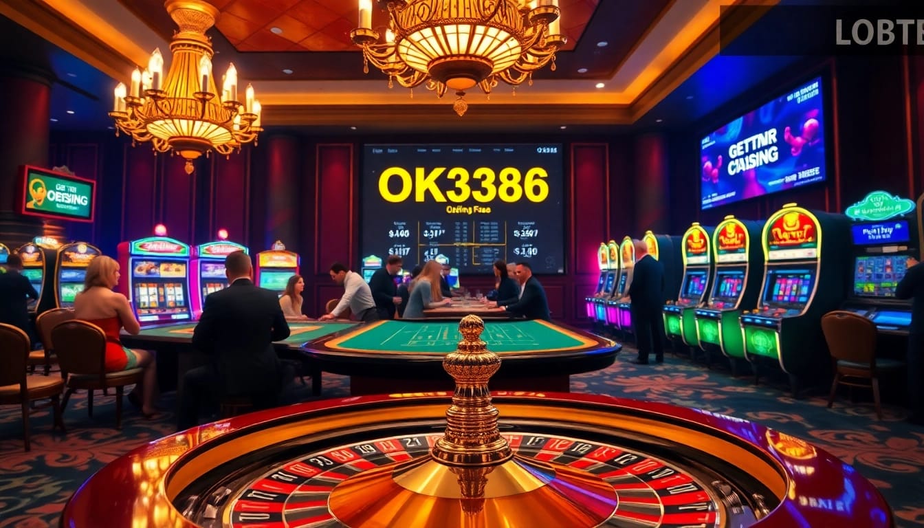 Engage with luxury gambling at OK8386 casino with roulette, poker, and vibrant slot machines.