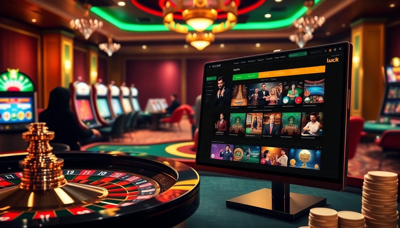 Engaging online gambling scene featuring luck8.jpn.com with live poker and vibrant casino elements.