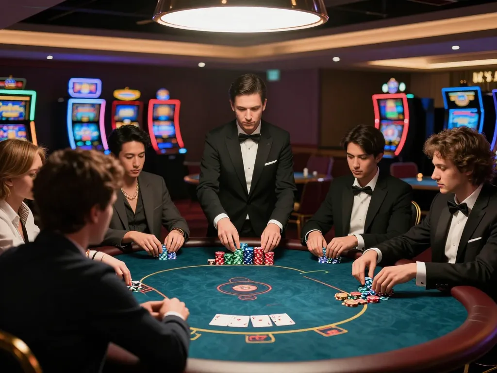 Engaged players competing in a thrilling poker game at 88okwin casino, showcasing high stakes and strategy.