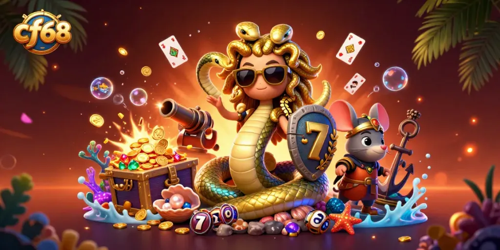 Engage with cf68's vibrant gaming universe featuring Medusa and dynamic underwater treasures.