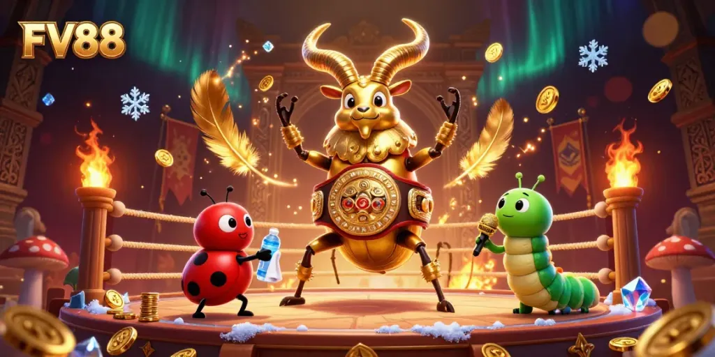 Experience thrilling gameplay at FV88 with a unique 3D illustration showcasing vibrant casino elements.