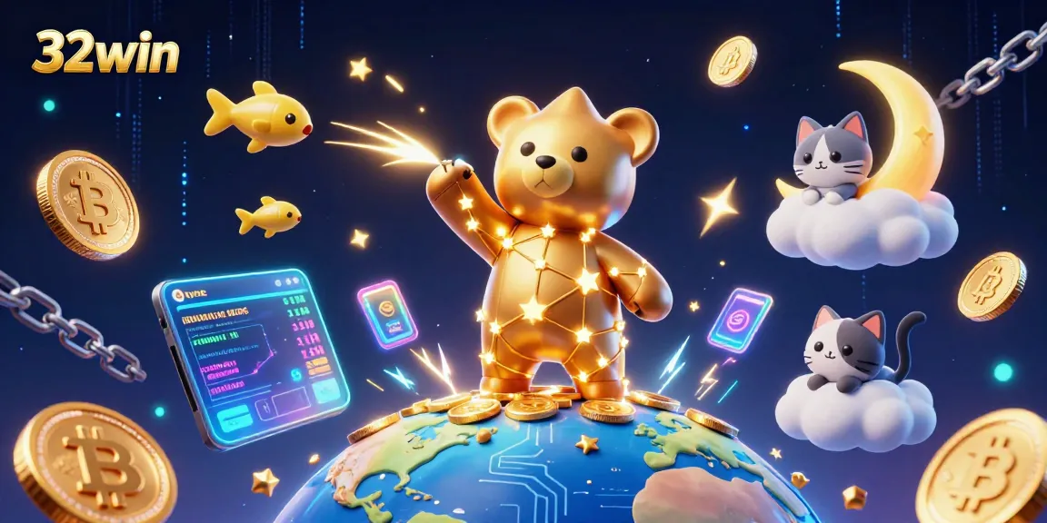 Engage in winning strategies at 32win online casino with vibrant 3D illustration.
