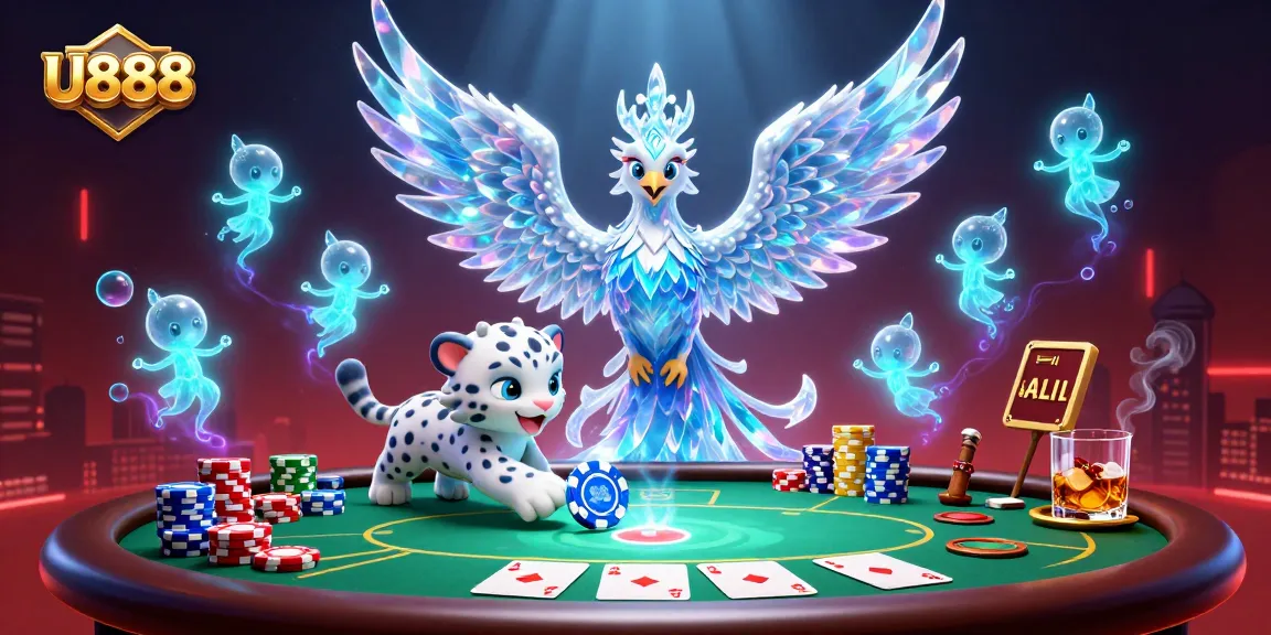 Engage with U888's exciting casino experience featuring magical creatures and vibrant poker action.