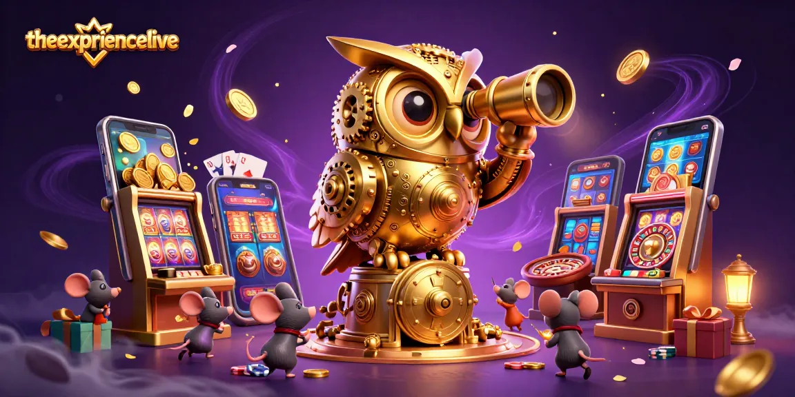Experience theexperiencelive in a vibrant casino scene with a golden owl and lively gameplay elements.