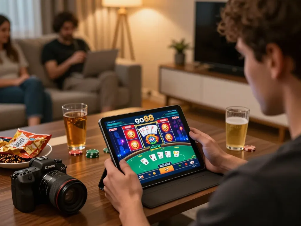 Engaging gameplay on the go88 app, showcasing vibrant poker graphics and strategic moments.