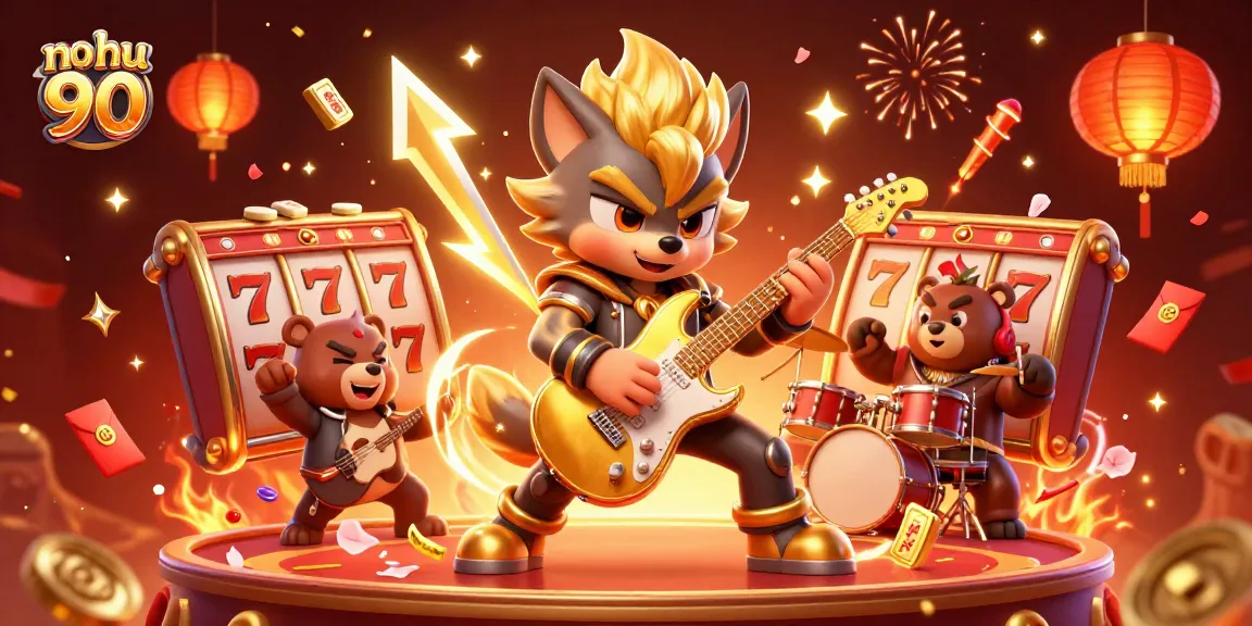 Experience the excitement of no hu 90 with a vibrant casino scene featuring cartoon characters and dynamic game elements.