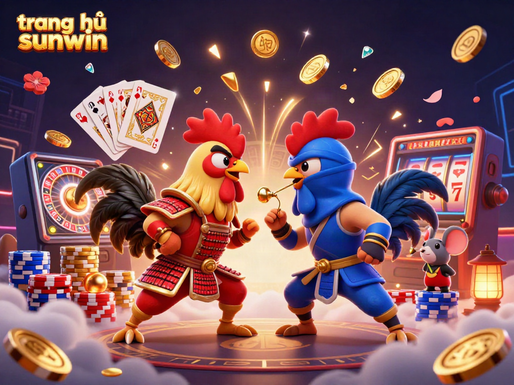 Engage with the electrifying action of twin fighting roosters at trang chủ sunwin amidst dynamic casino elements.
