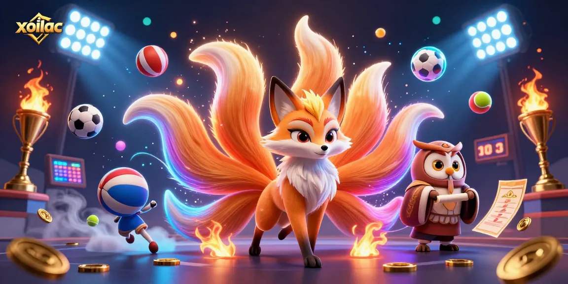 Engage with xoilac's vibrant sports betting experience featuring colorful spirits and dynamic game elements.