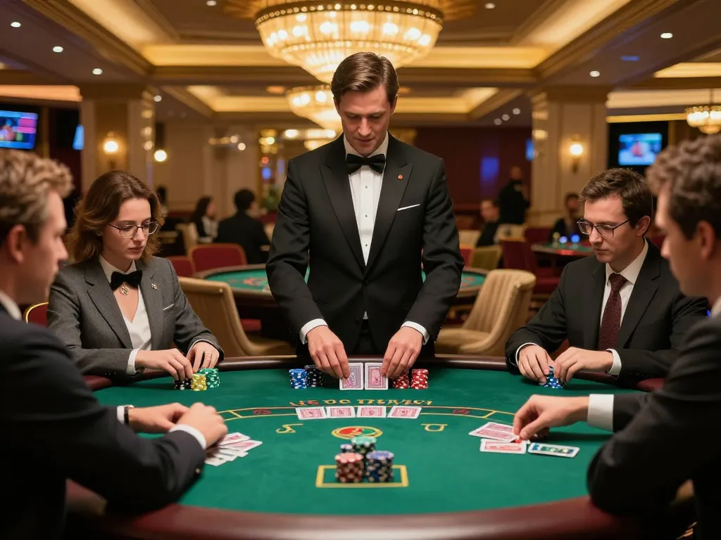 KONG88 players strategizing during an intense blackjack game at a luxurious casino table