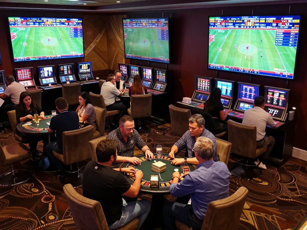 Experience thrilling sports betting with 7mz at an upscale casino venue filled with excitement.