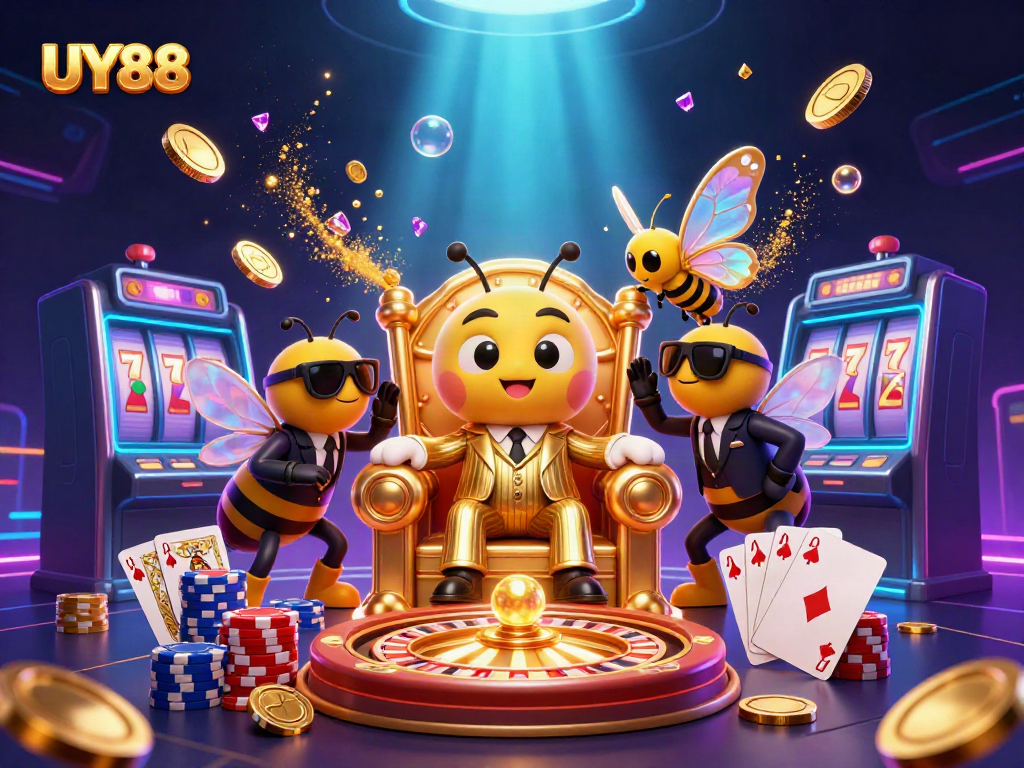 Engage in thrilling gameplay at UY88 with dynamic illustrations of casino action.