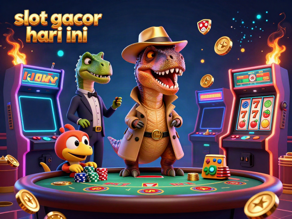 Experience thrilling gaming with slot gacor hari ini as a velociraptor card counter plots at a blackjack table.