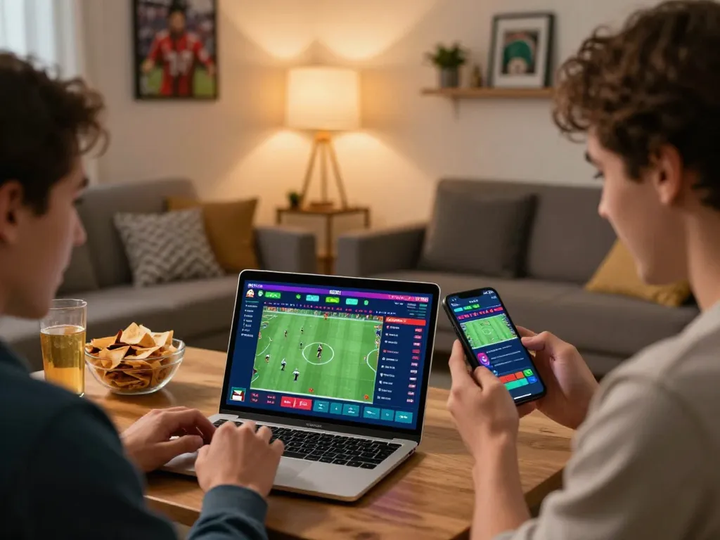 Engaged user using the 789win com sports betting app, showcasing vibrant gameplay and analytics.