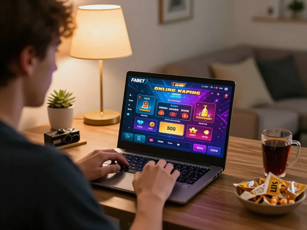 Experience immersive online gaming at FABET with focused gameplay on a stylish laptop.