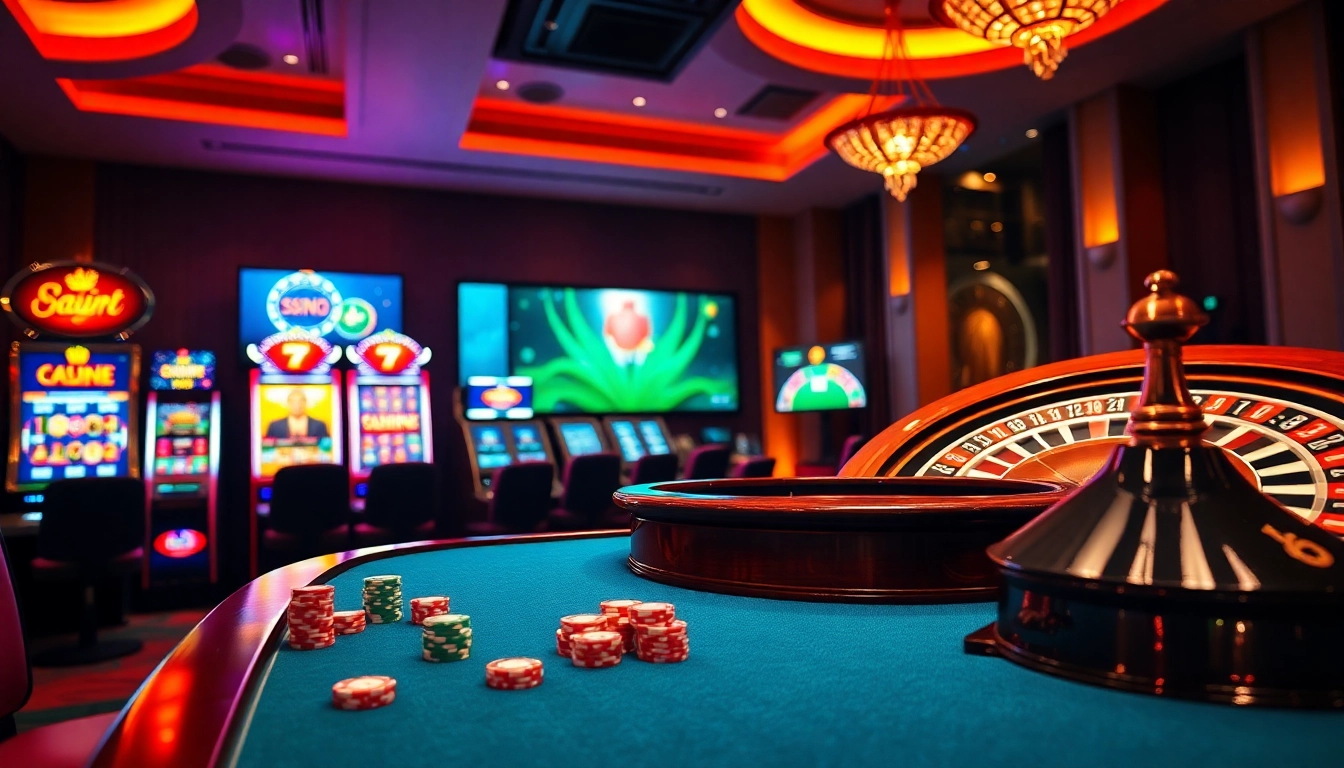 Experience the thrill of gambling at uu88's vibrant casino scene with poker chips and slot machines.