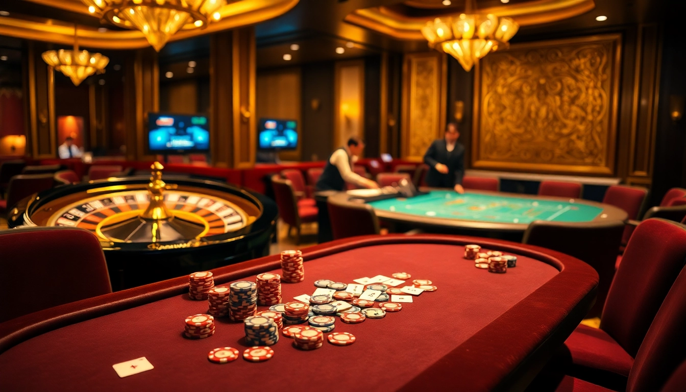 Experience the excitement at uu88 com with a vibrant casino scene featuring poker and roulette.
