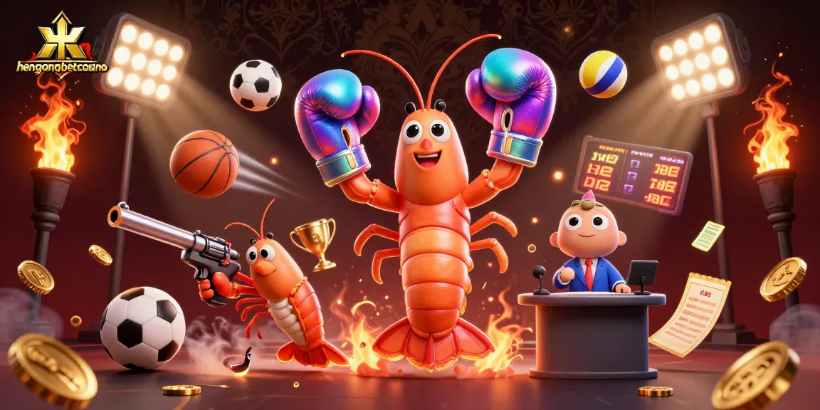 Win big at hengongbetcasino with a vibrant 3D illustration of dynamic gaming action featuring engaging characters and lively sports elements.