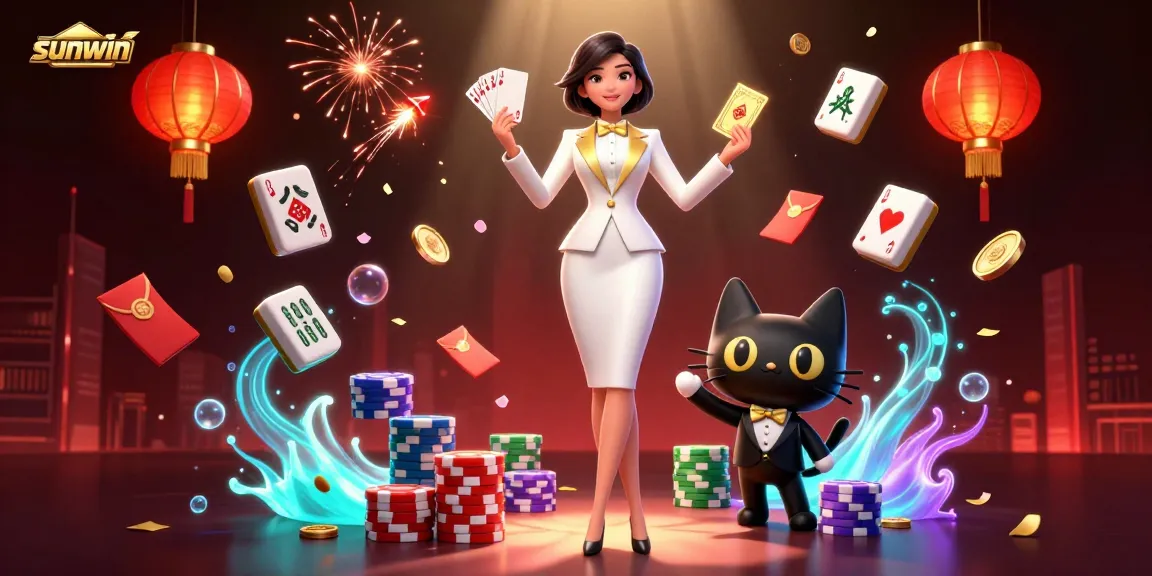 Play winning cards in this vibrant sunwin casino scene with captivating characters and elements.