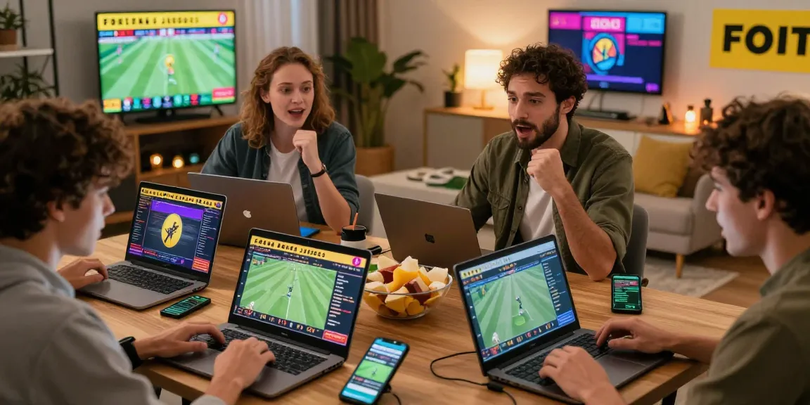 Excited players enjoying Fortuna Juegos online sports betting experience with colorful screens and dynamic atmosphere