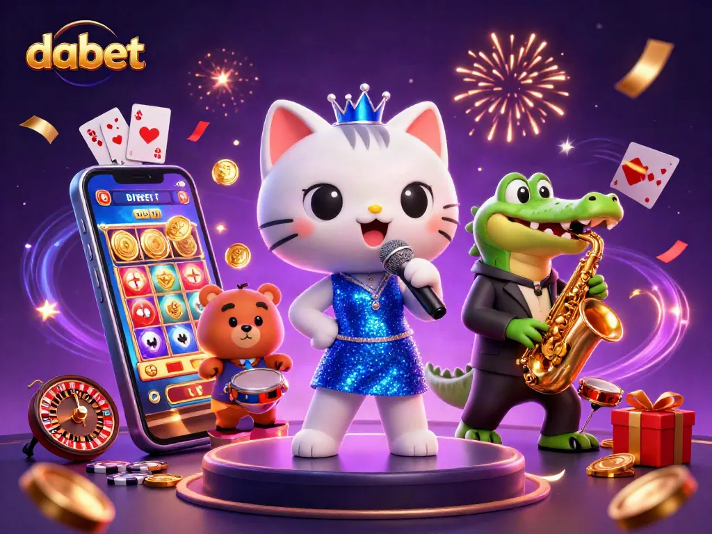 Dabet offers thrilling casino entertainment with a jazzy cat singer, a zoot-suited crocodile, and a bear on drums.