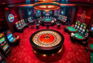 Exciting gameplay at 23win1.it.com with vibrant slot machines and engaging roulette tables.