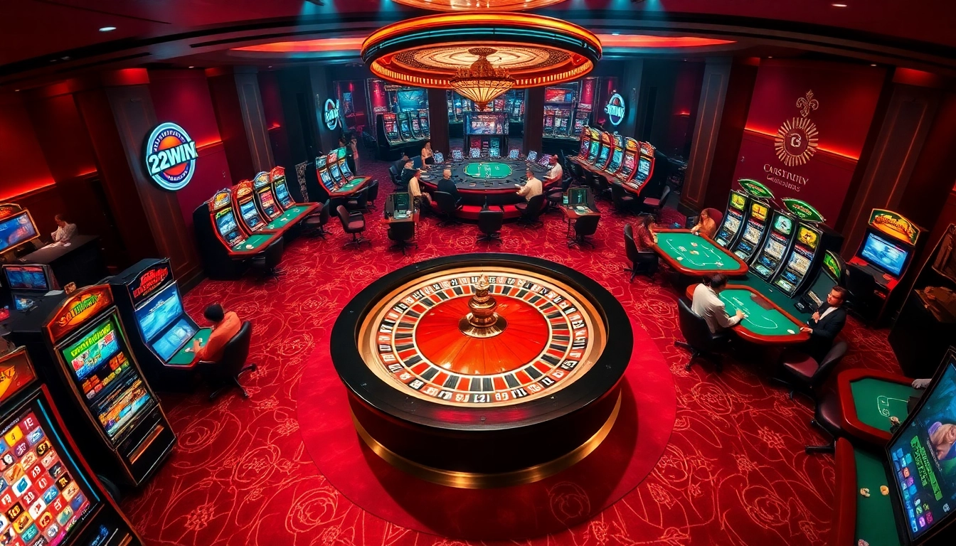 Exciting gameplay at 23win1.it.com with vibrant slot machines and engaging roulette tables.