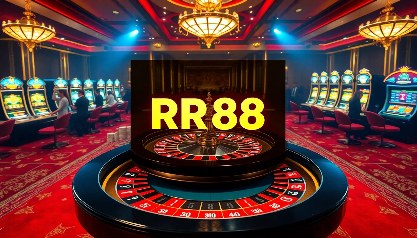 RR88 players enjoying a luxurious roulette game surrounded by vibrant gambling elements.