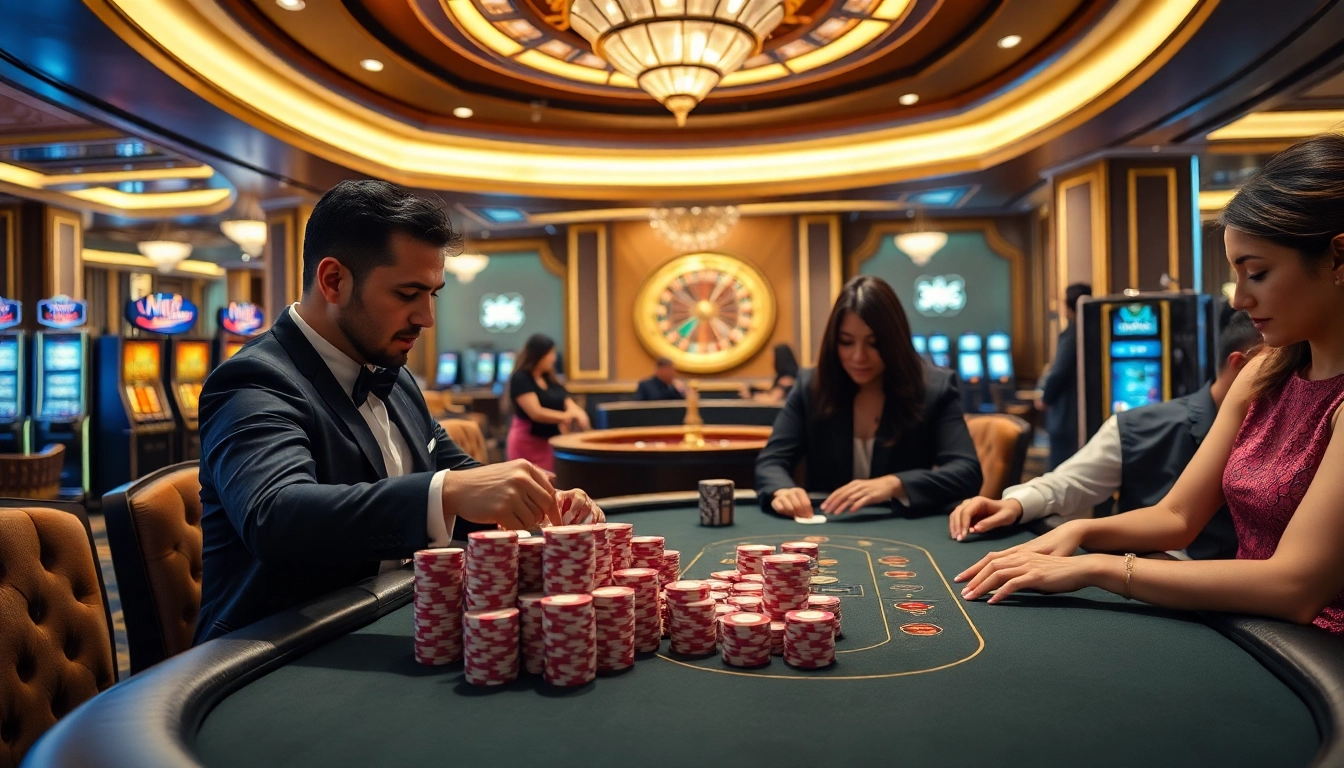 Experience thrilling gameplay at cm88 com with vibrant poker chips and an elegant casino setting.