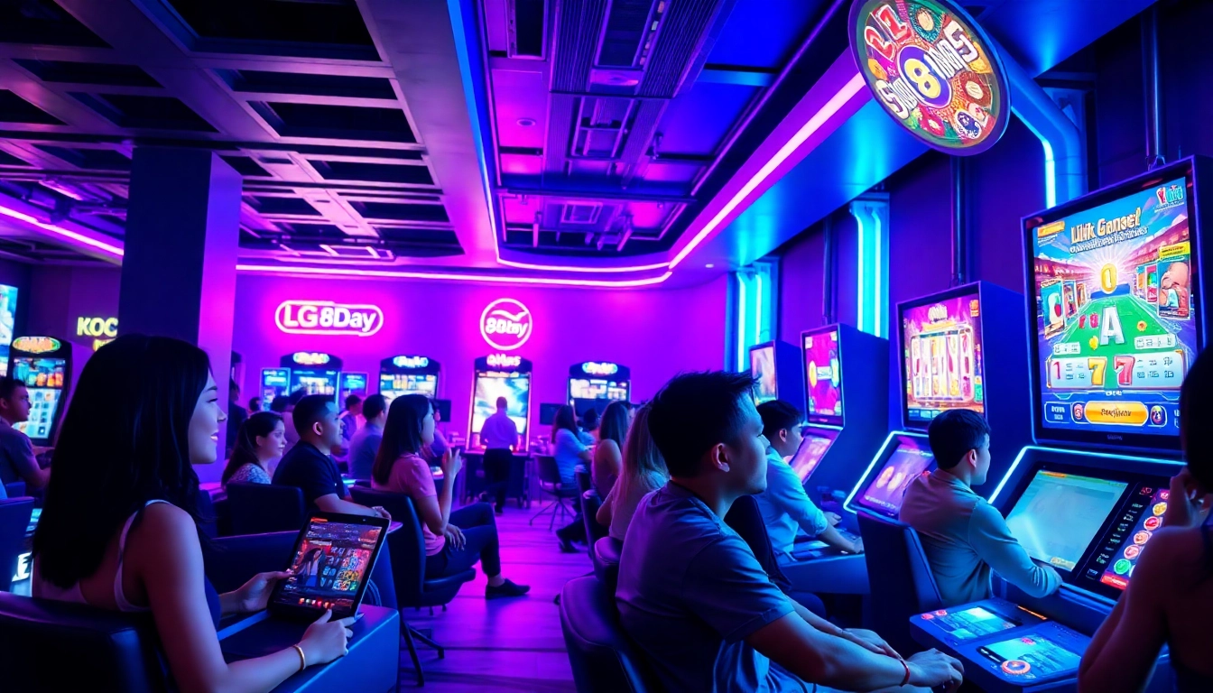 Exciting gaming scene showcasing diverse players enjoying link 8day entertainment.