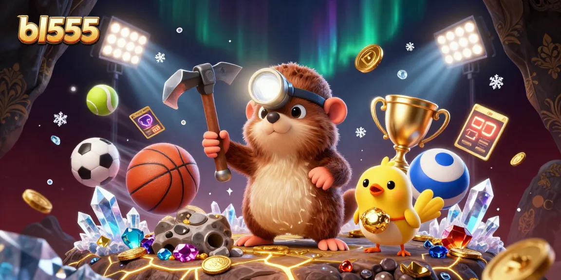 Experience bl555's thrilling gaming adventure with a treasure hunter mole and dynamic sports elements.