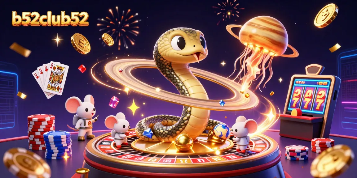 Experience the thrill of betting at b52club52 with astronaut mice and cosmic dealer in vibrant casino action!