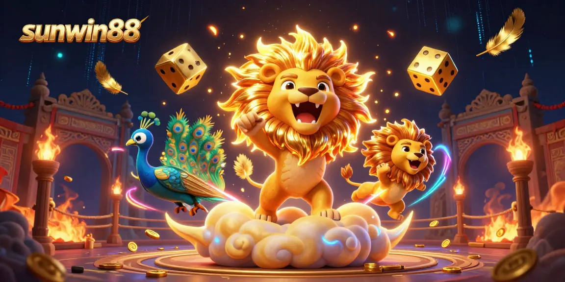 Win big at sunwin88 with a vibrant casino-themed 3D illustration capturing excitement and dynamic game elements.