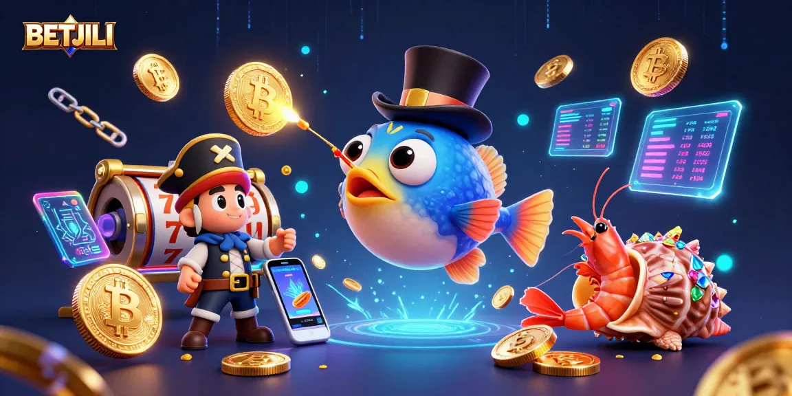 Place bets and win with BETJILI in this vibrant casino-themed illustration featuring gaming elements.