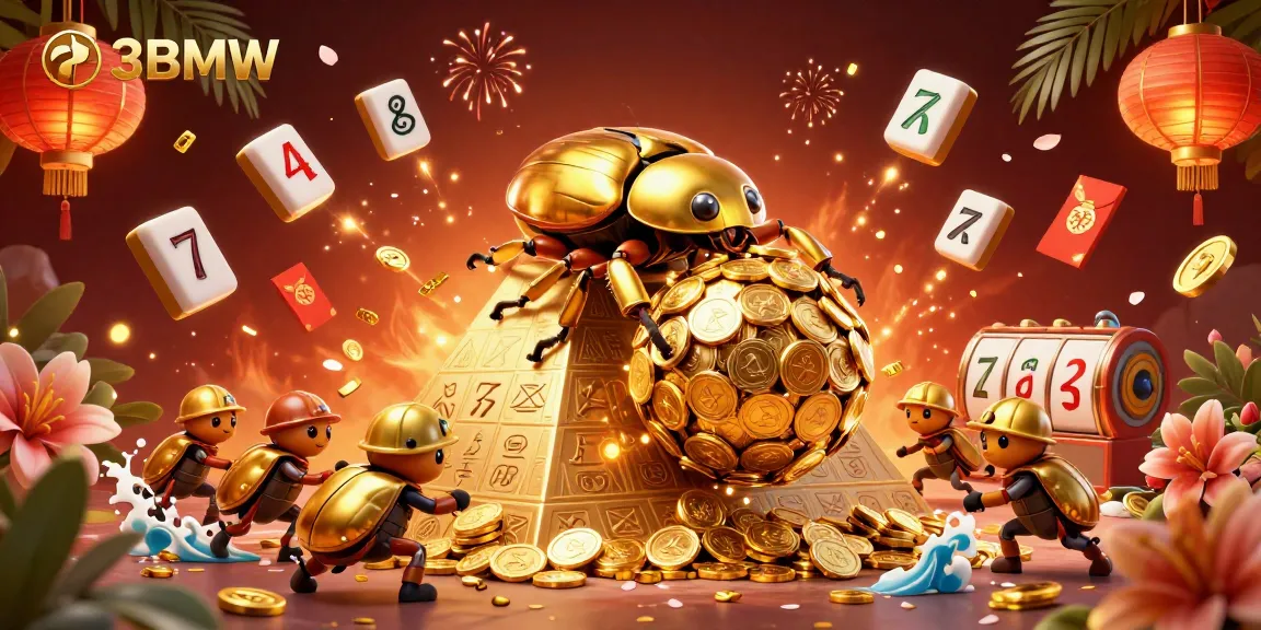 Experience thrilling gaming with 33BMW in a vibrant carnival of casino symbols and gold coins.