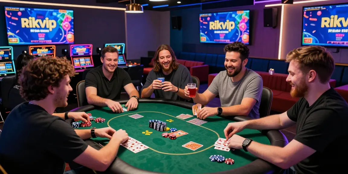 Players enjoying amazing games on rikvip in a lively gaming lounge.