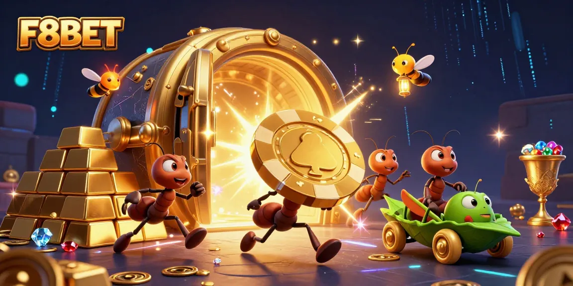 Engaging ants in a heist for golden chips showcase F8BET’s thrilling casino experience.