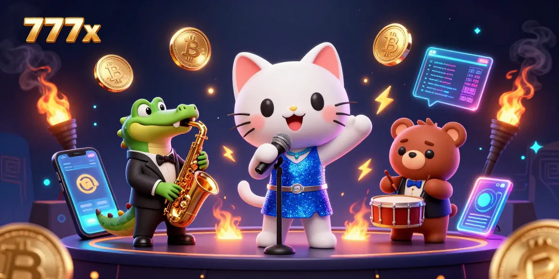 Join the excitement at 777x with a lively jazz performance in a vibrant casino scene.