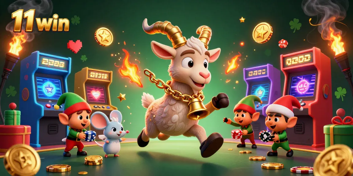 Engage with the festive 11 win holiday-horror casino scene featuring Krampus and playful characters.
